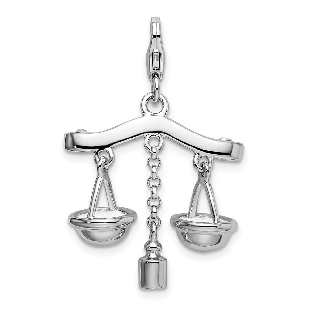 925 Sterling Silver 3-D Enameled Scales Of Justice Bracelet Charm Lobster Clasp